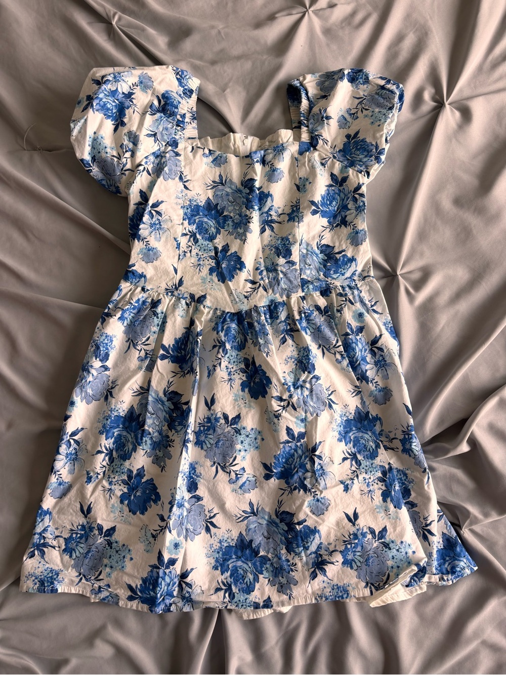 Art Class White and Blue Floral Short Sleeve Dress Large 10/12 Girls